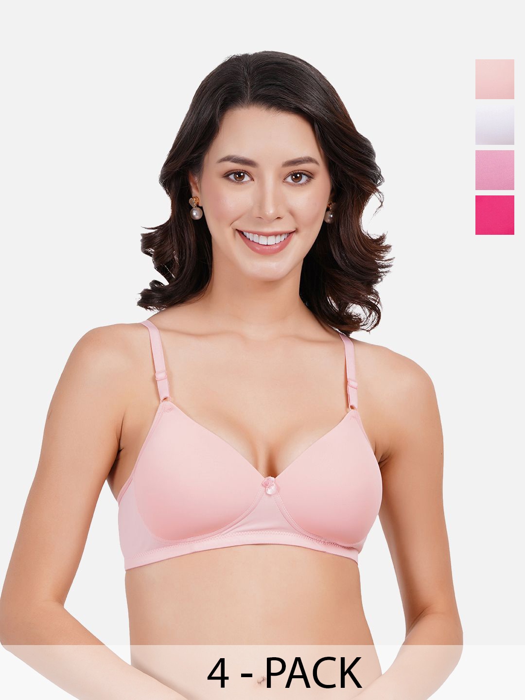 

FIMS Pack of 4 All Day Comfort Everyday Bra - Full Coverage Lightly Padded, White