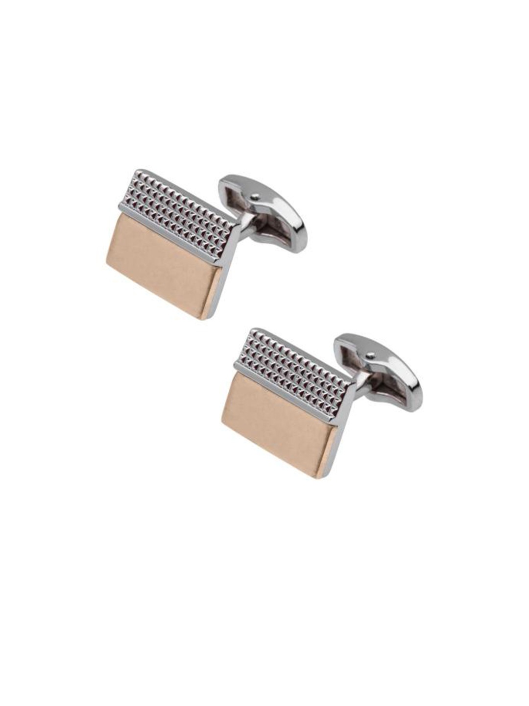 

The Tie Hub Men Textured Contemporary Cufflink, Silver