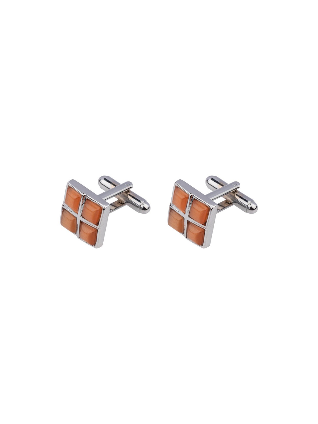 

The Tie Hub Men Geometric Cufflink, Orange