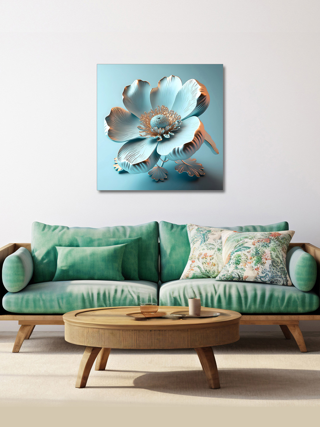 

OLIVE TREE Blue & Gold-Toned Canvas Floral and Botanical Painting Wall Art