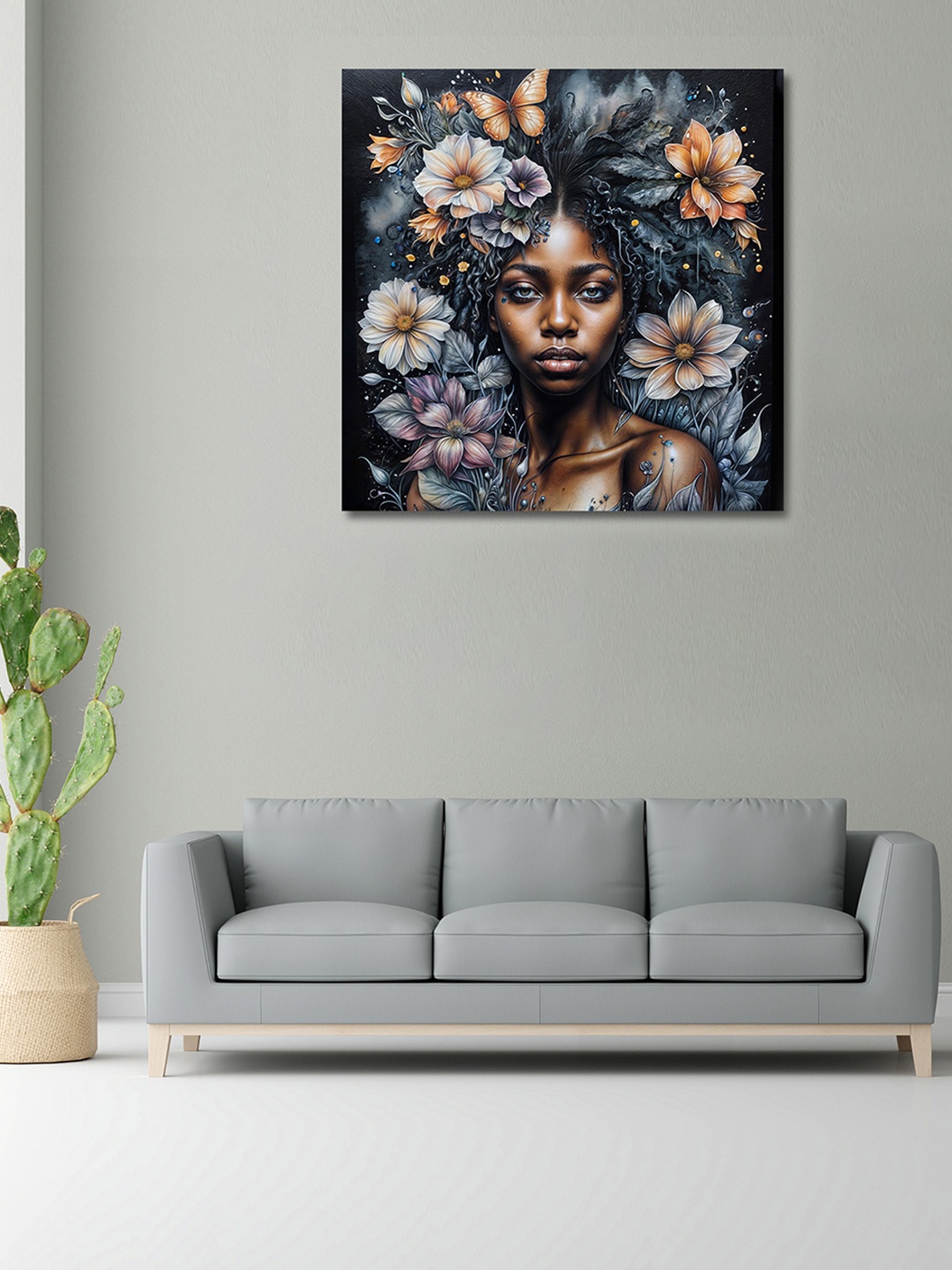 

OLIVE TREE Blue & Orange Canvas Floral and Botanical Painting Wall Art
