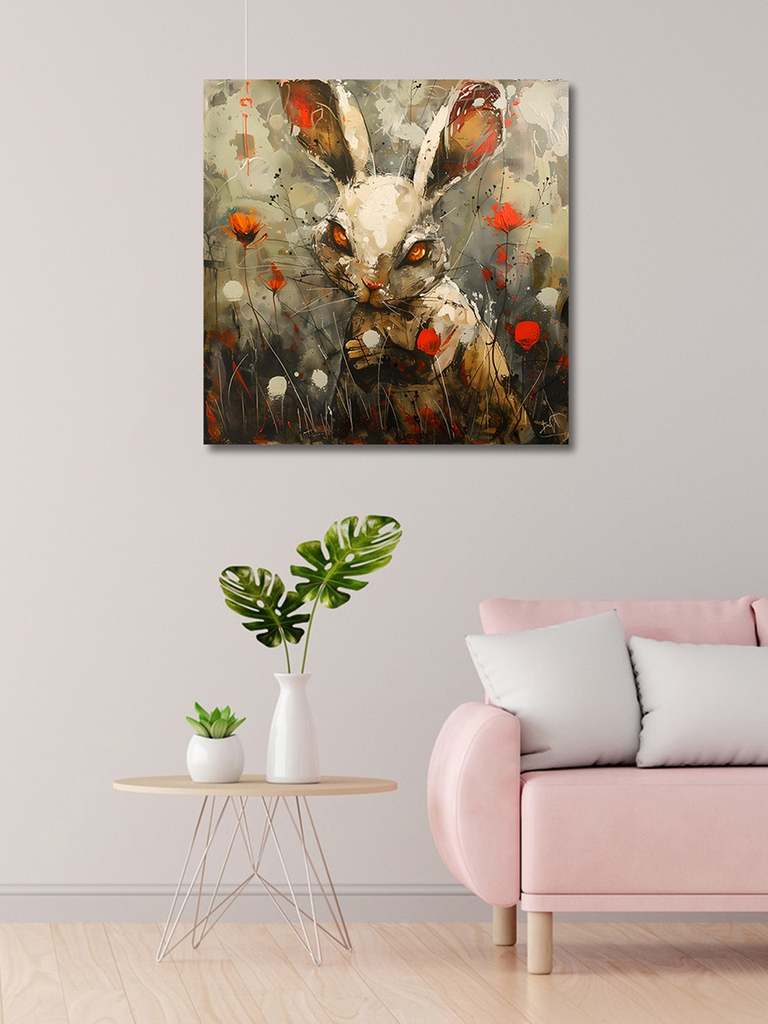 

OLIVE TREE Beige & Orange Canvas Birds and Animals Painting Wall Art