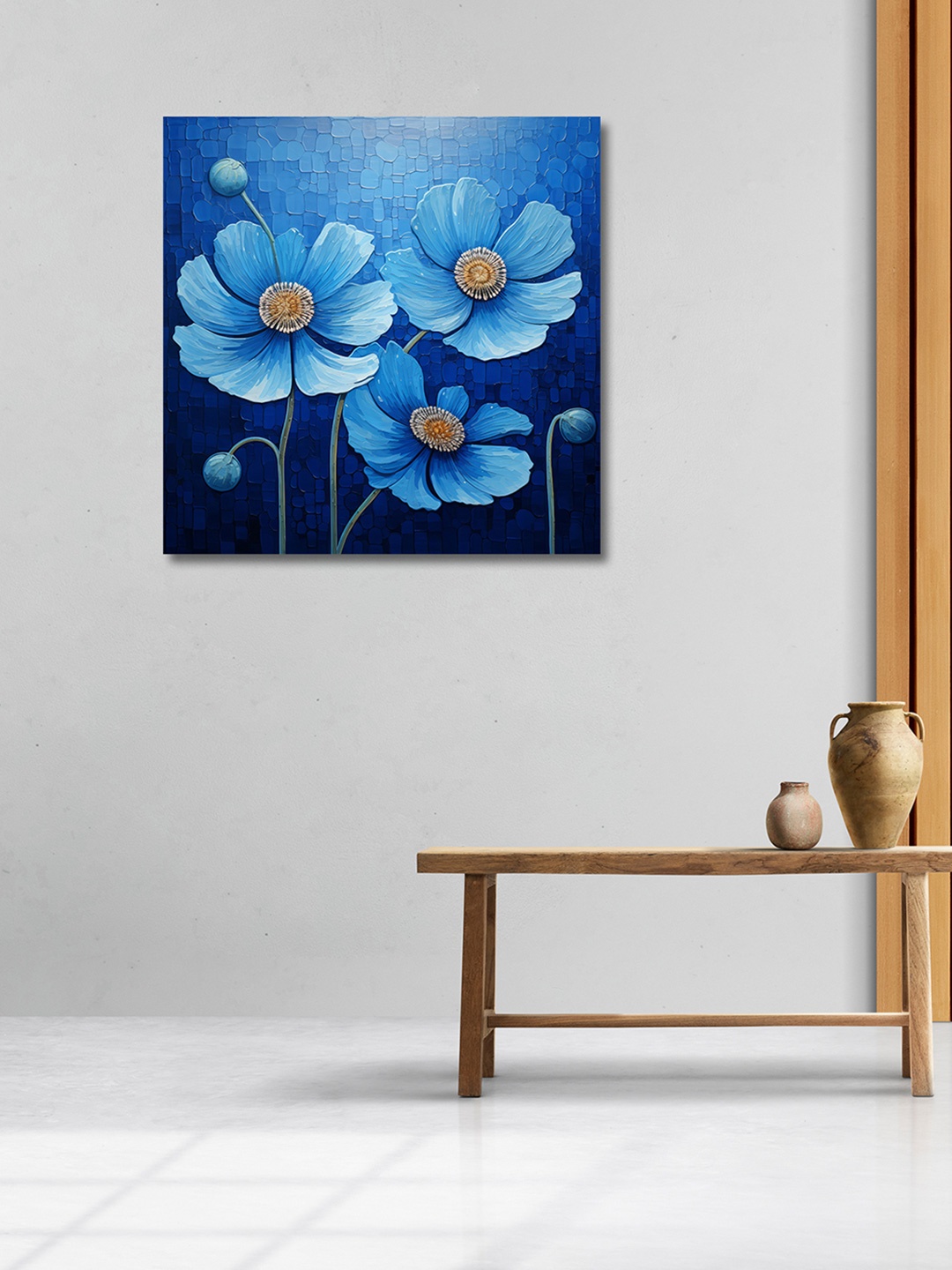 

OLIVE TREE Blue Canvas Painting Wall Art