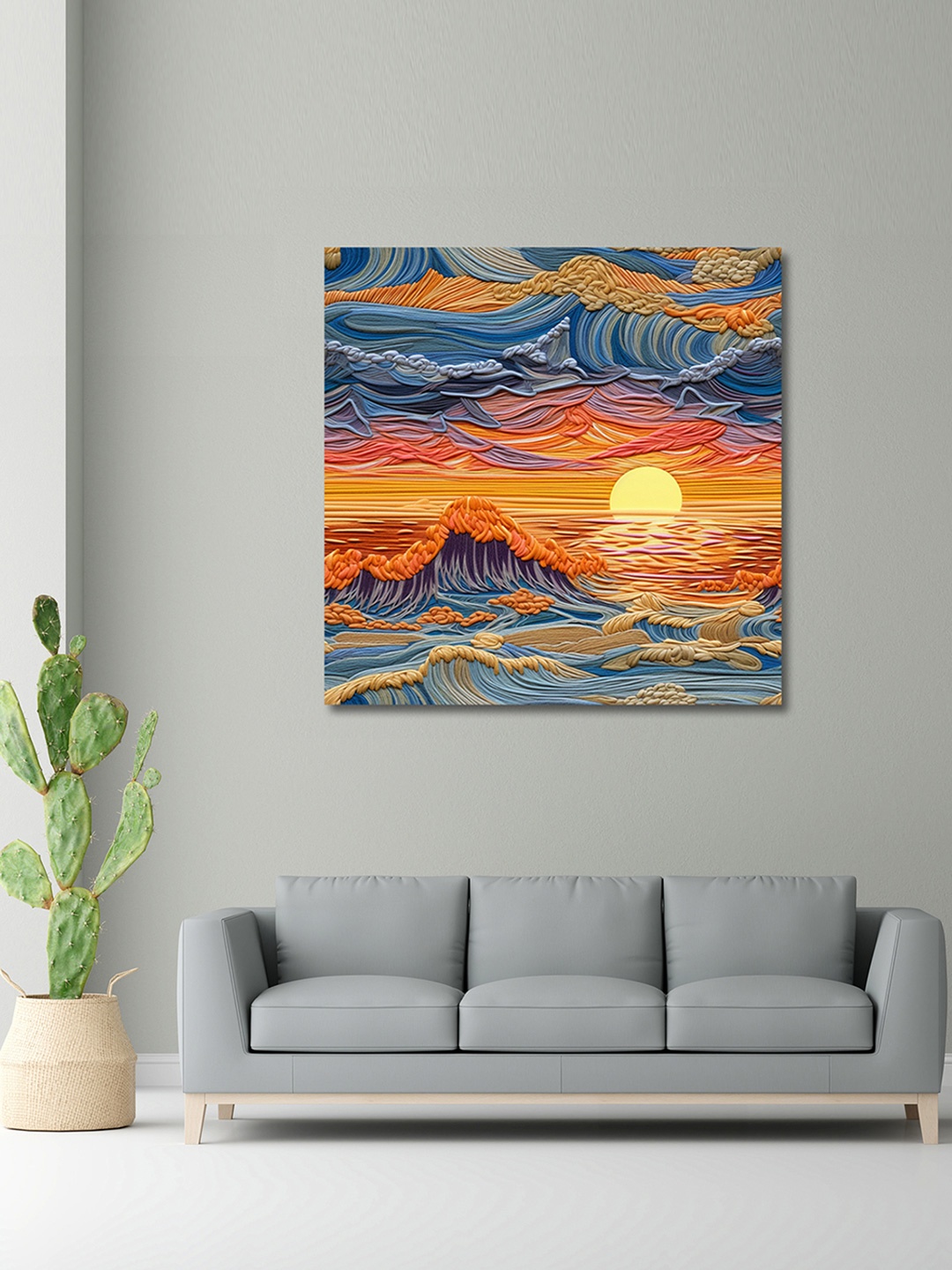 

OLIVE TREE Blue & Orange Canvas Other Painting Wall Art