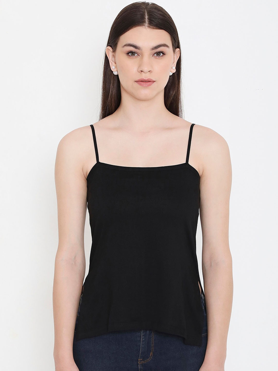 

Feelings Pure Cotton Slim Fit Shoulder Straps Camisoles, Black