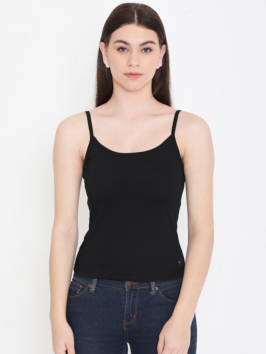 

Feelings Pure Cotton Slim Fit Shoulder Straps Camisoles, Black