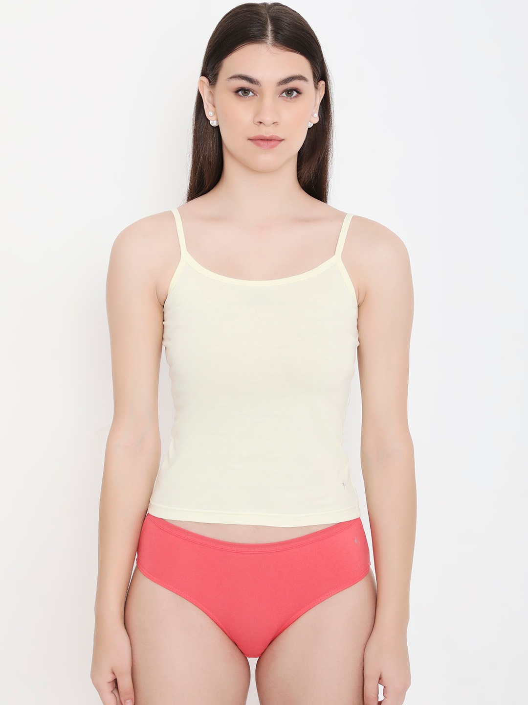 

Feelings Pure Cotton Slim Fit Shoulder Straps Camisoles, Yellow