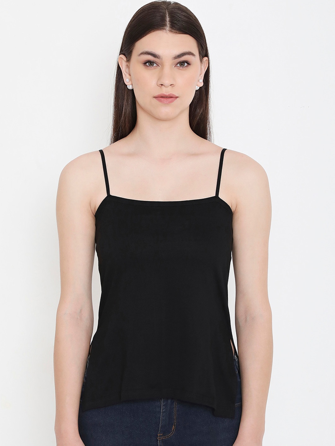 

Feelings Pure Cotton Slim Fit Shoulder Strap Camisole, Black