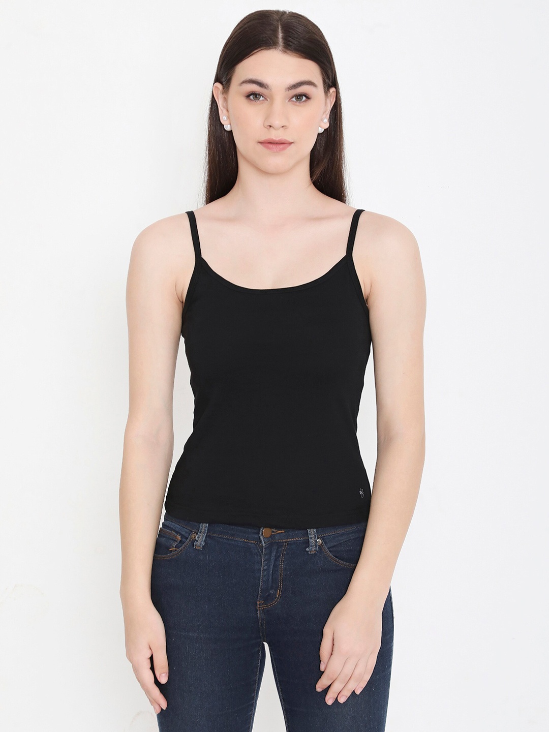 

Feelings Pure Cotton Slim Fit Shoulder Strap Camisole, Black