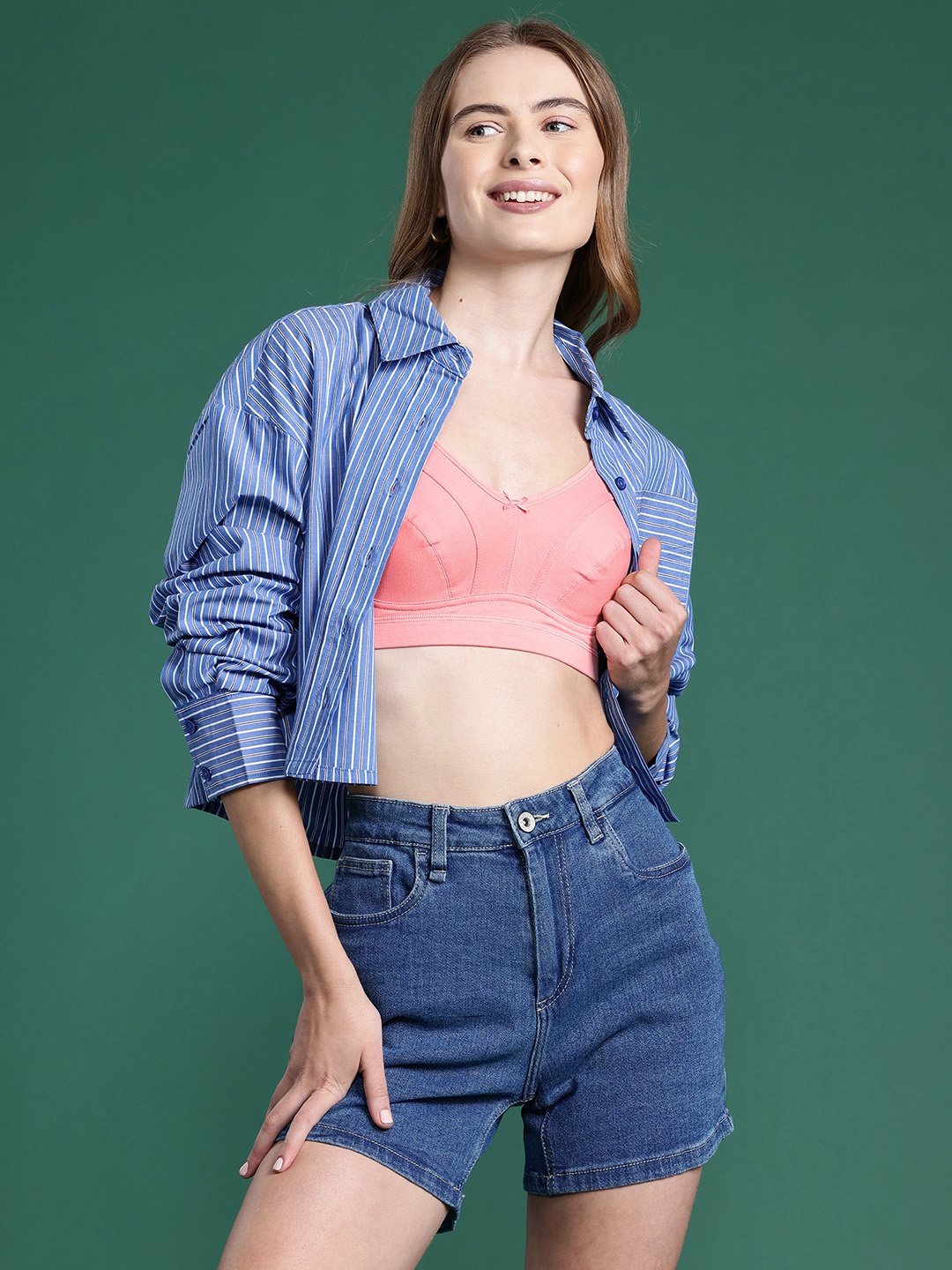 

DressBerry Solid Full Coverage Bra, Peach