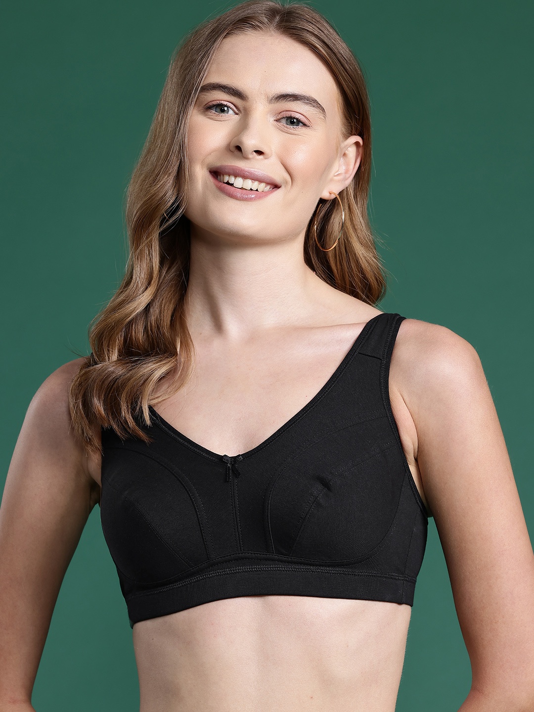 

DressBerry Solid Full Coverage Non Padded Bra, Black