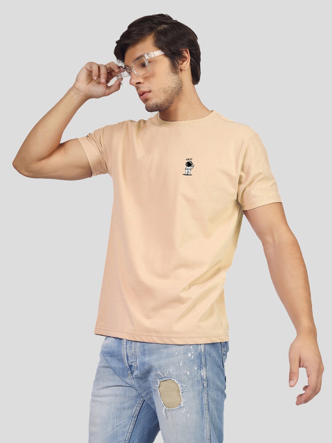 

Greylongg Round Neck T-Shirt, Beige