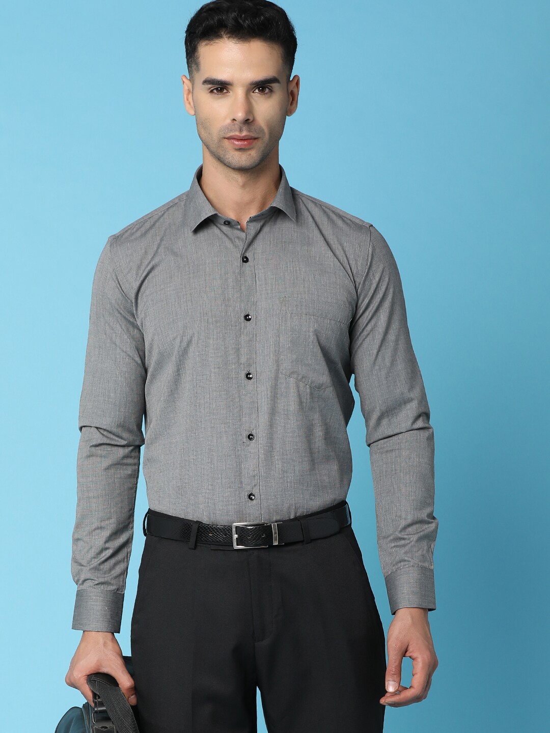 

V-Mart Spread Collar Long Sleeves Formal Shirt, Grey