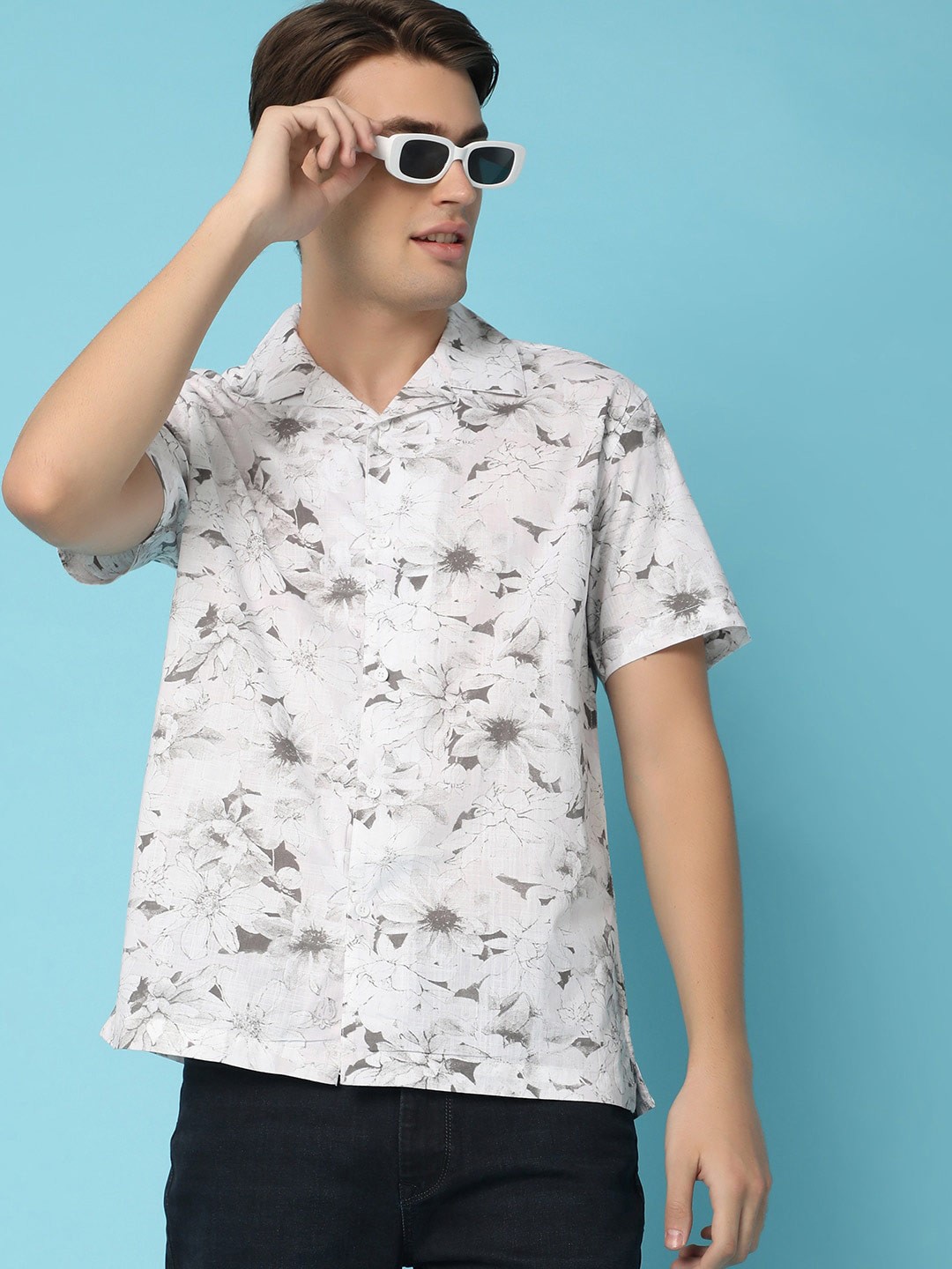 

V-Mart Floral Short Sleeves Spread Collar Cotton Opaque Printed Casual Shirt, Pink