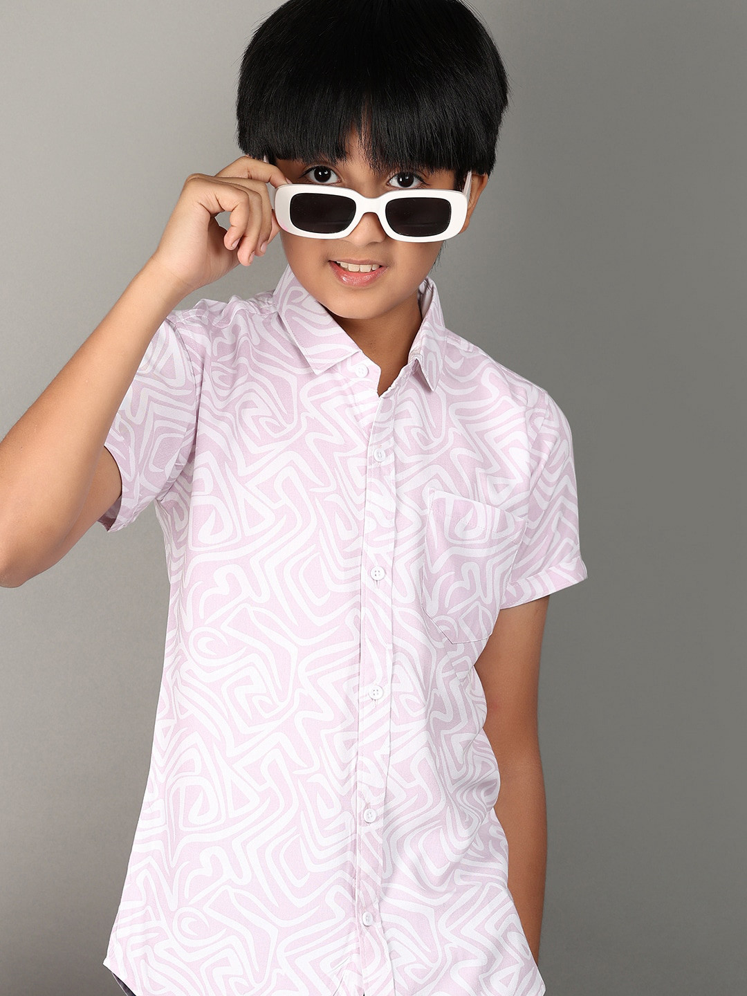 

V-Mart Boys Abstract Printed Opaque Modal Casual Shirt, Pink