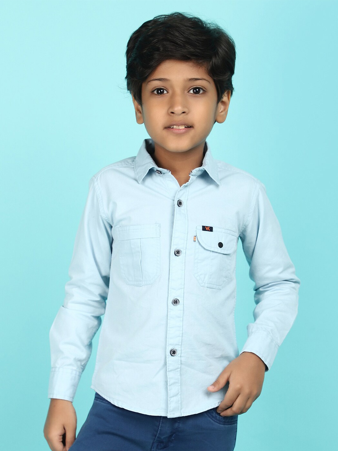 

V-Mart Boys Spread Collar Casual Shirt, Blue