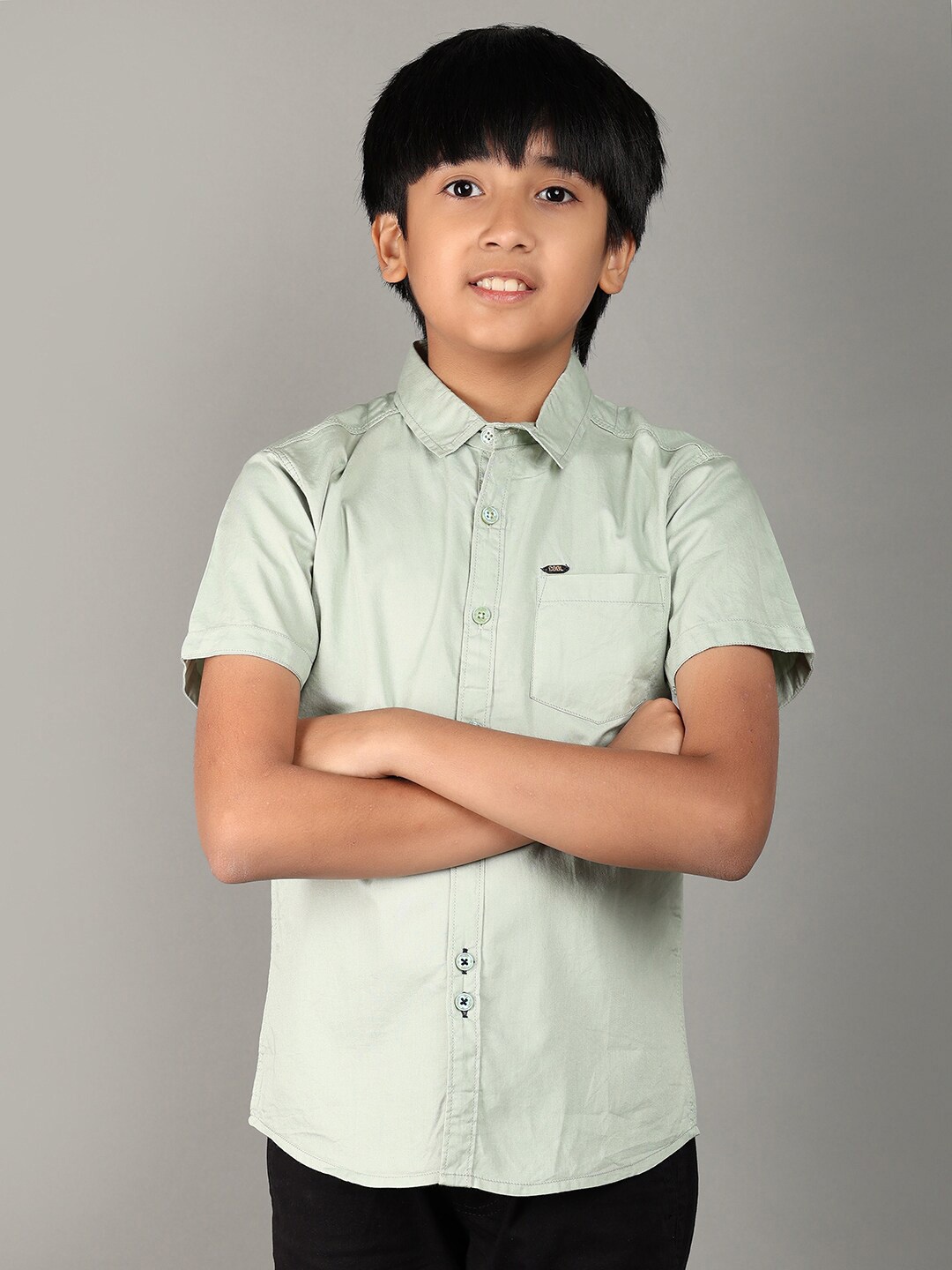 

V-Mart Boys Opaque Cotton Casual Shirt, Green