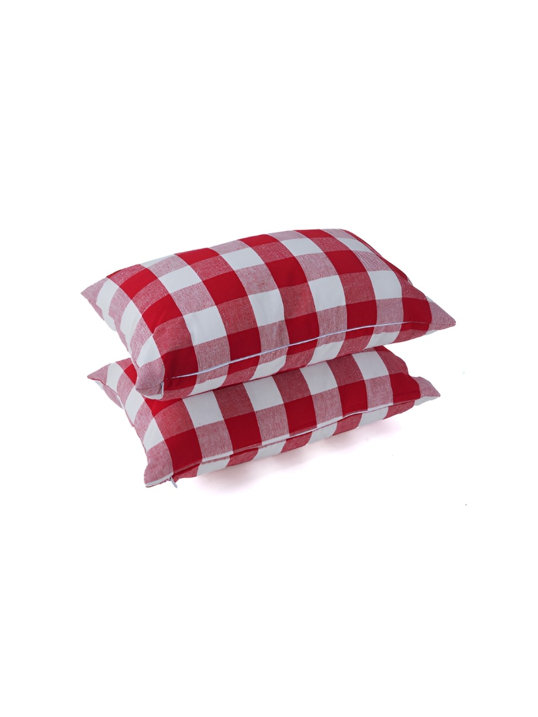 

SKANDA FAB Red & White 2 Pcs Checked Rectangle Cushion Covers
