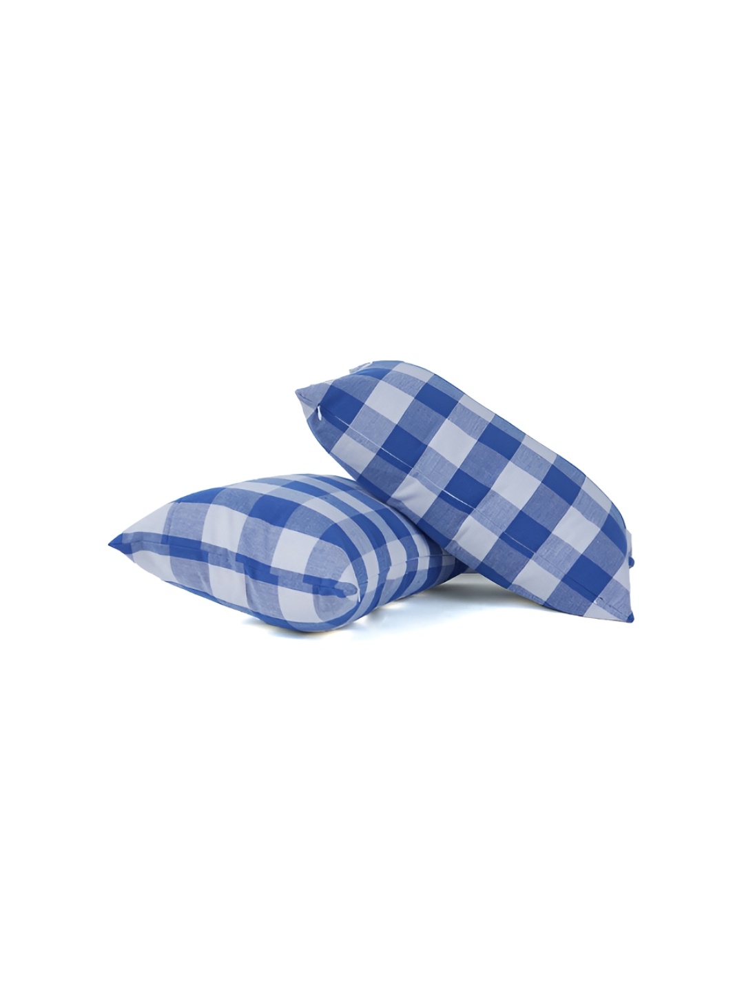 

SKANDA FAB Blue & White 2 Pcs Checked Rectangle Cushion Covers