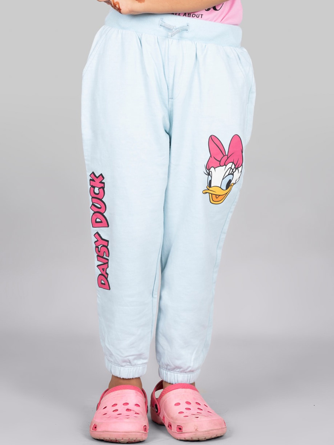 

Zalio Girls Daisy Duck-Printed Pure Cotton Joggers, Blue