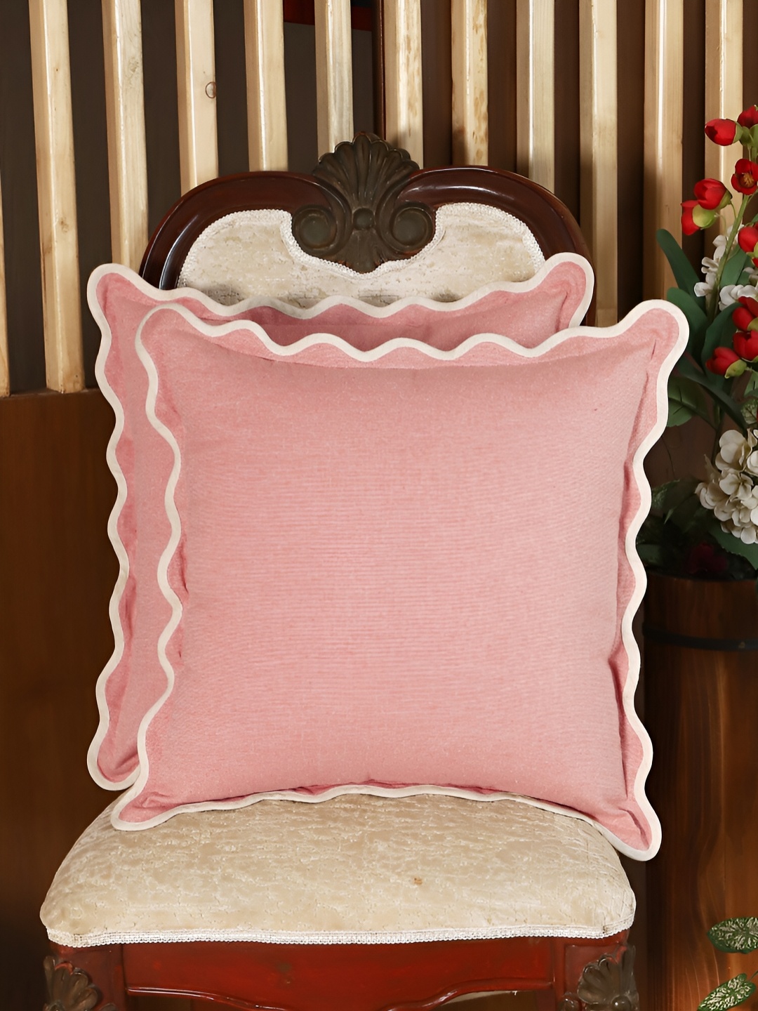 

Home Red 2 Pieces Cotton Square Cushion Covers