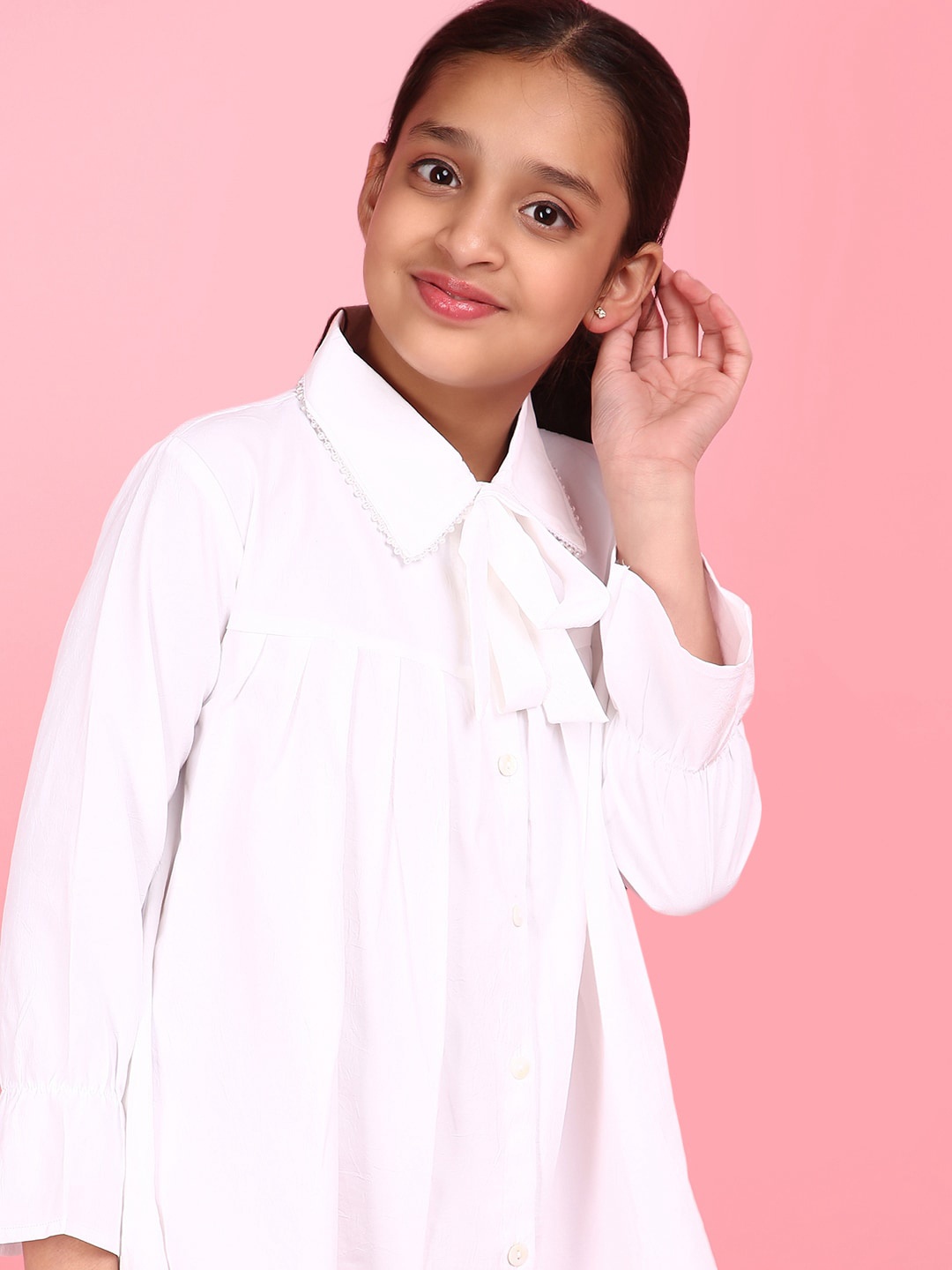 

V-Mart Girls Cotton Shirt Style Top, White