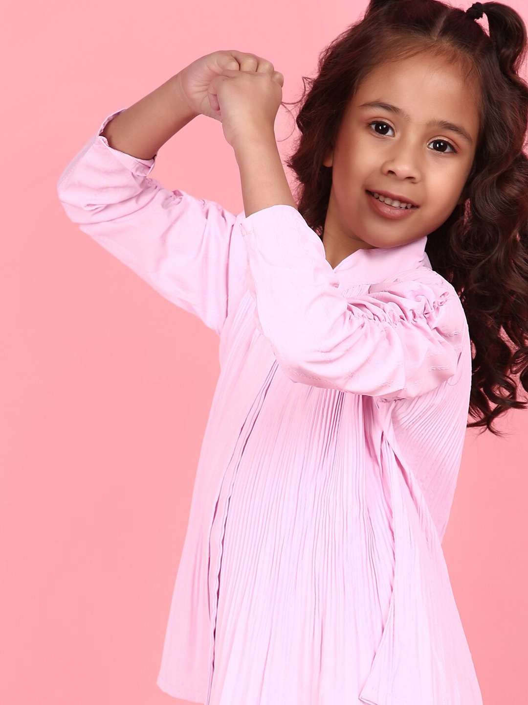 

V-Mart Girls Tie-Up Neck Cotton Top, Pink