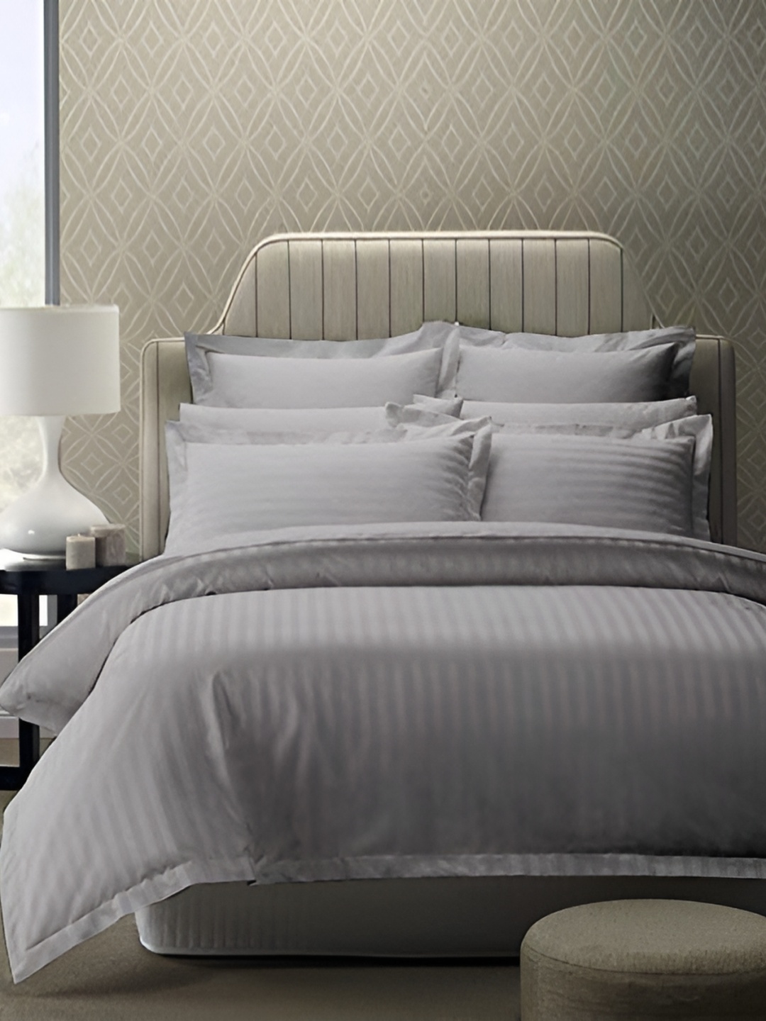

RRC Grey Striped Microfiber Cotton Satin Single Duvet Cover