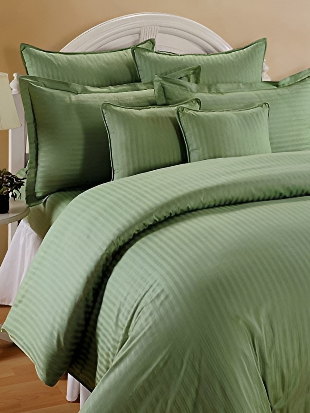 

RRC Green Striped Microfiber Cotton Satin Double Queen Duvet Cover