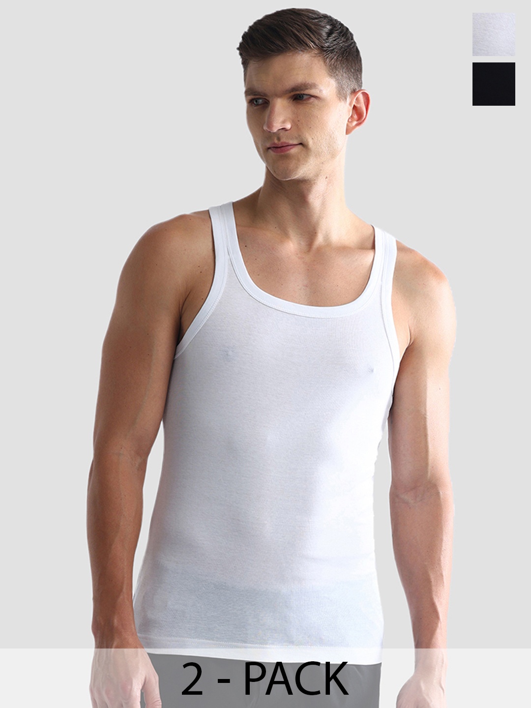 

U.S. Polo Assn. Pack Of 2 Pure Cotton Innerwear Vests, White