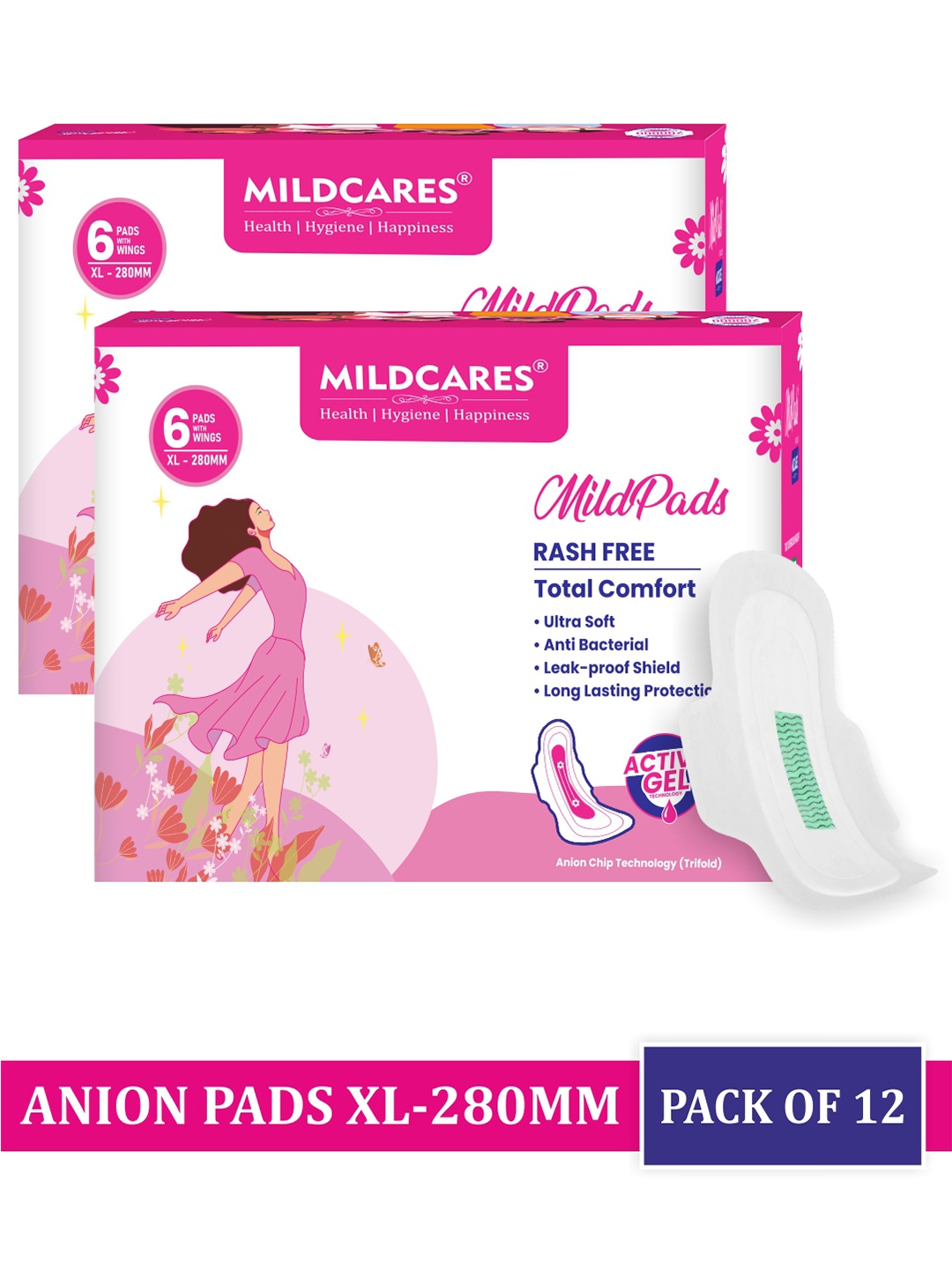 

MILDCARES Set Of 2 Sanitary Pads, White