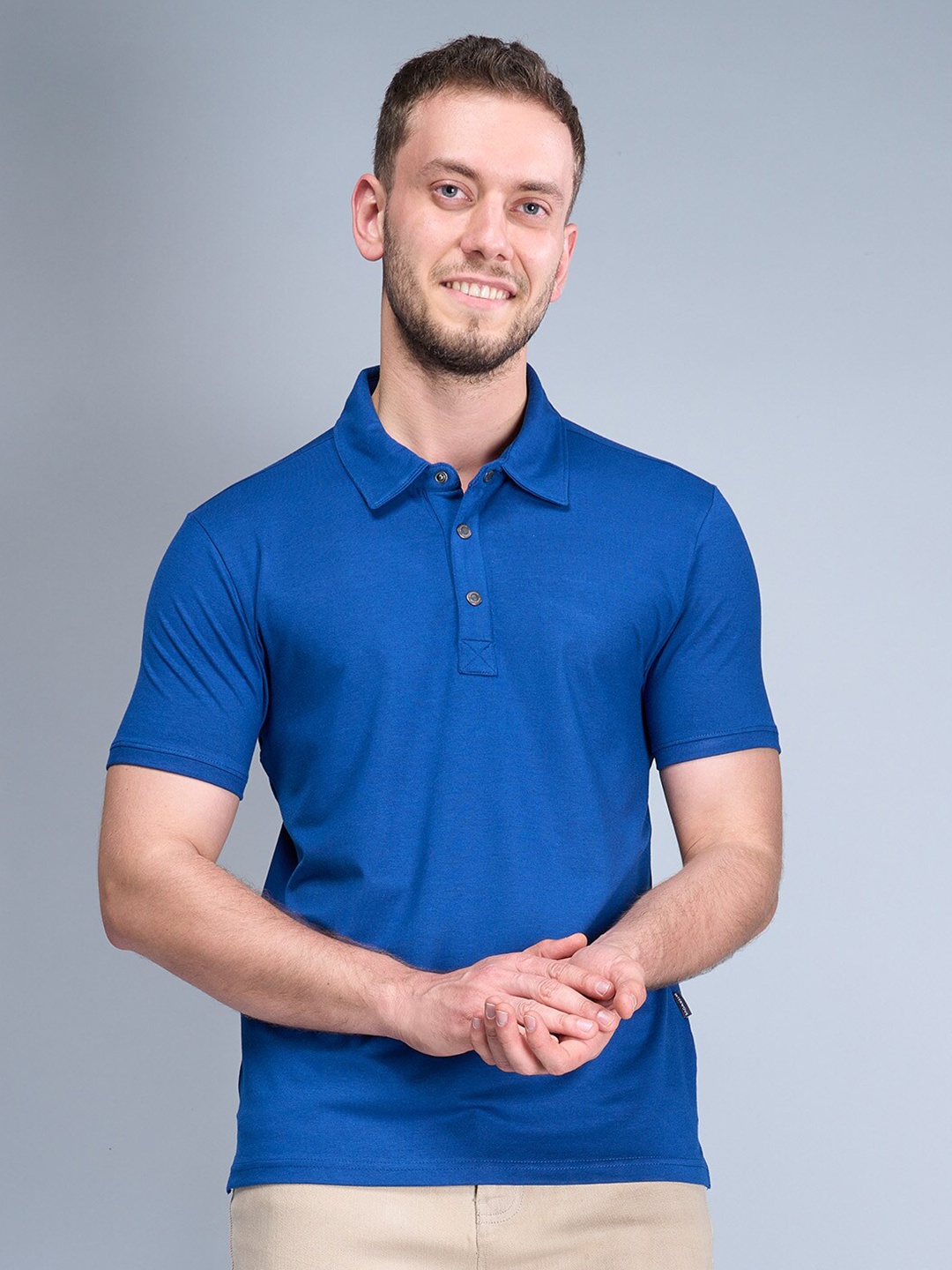 

INTERWOVE Polo Collar Bamboo Knitted T-shirt, Blue