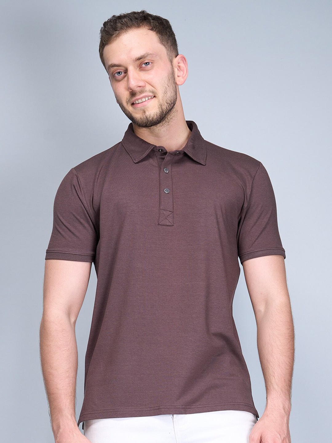 

INTERWOVE Polo Collar Bamboo Knitted T-shirt, Brown