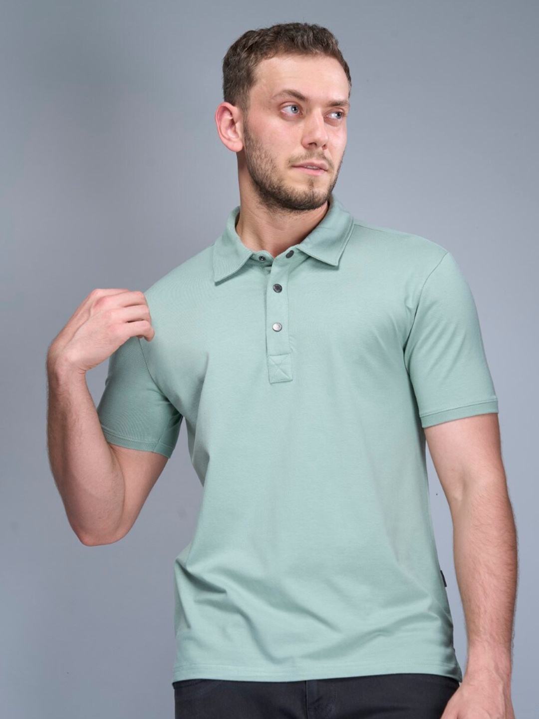 

INTERWOVE Polo Collar Bamboo Knitted T-shirt, Green