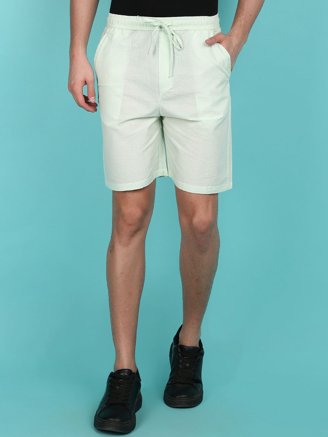 

V-Mart Men Mid-Rise Cotton Shorts, Sea green