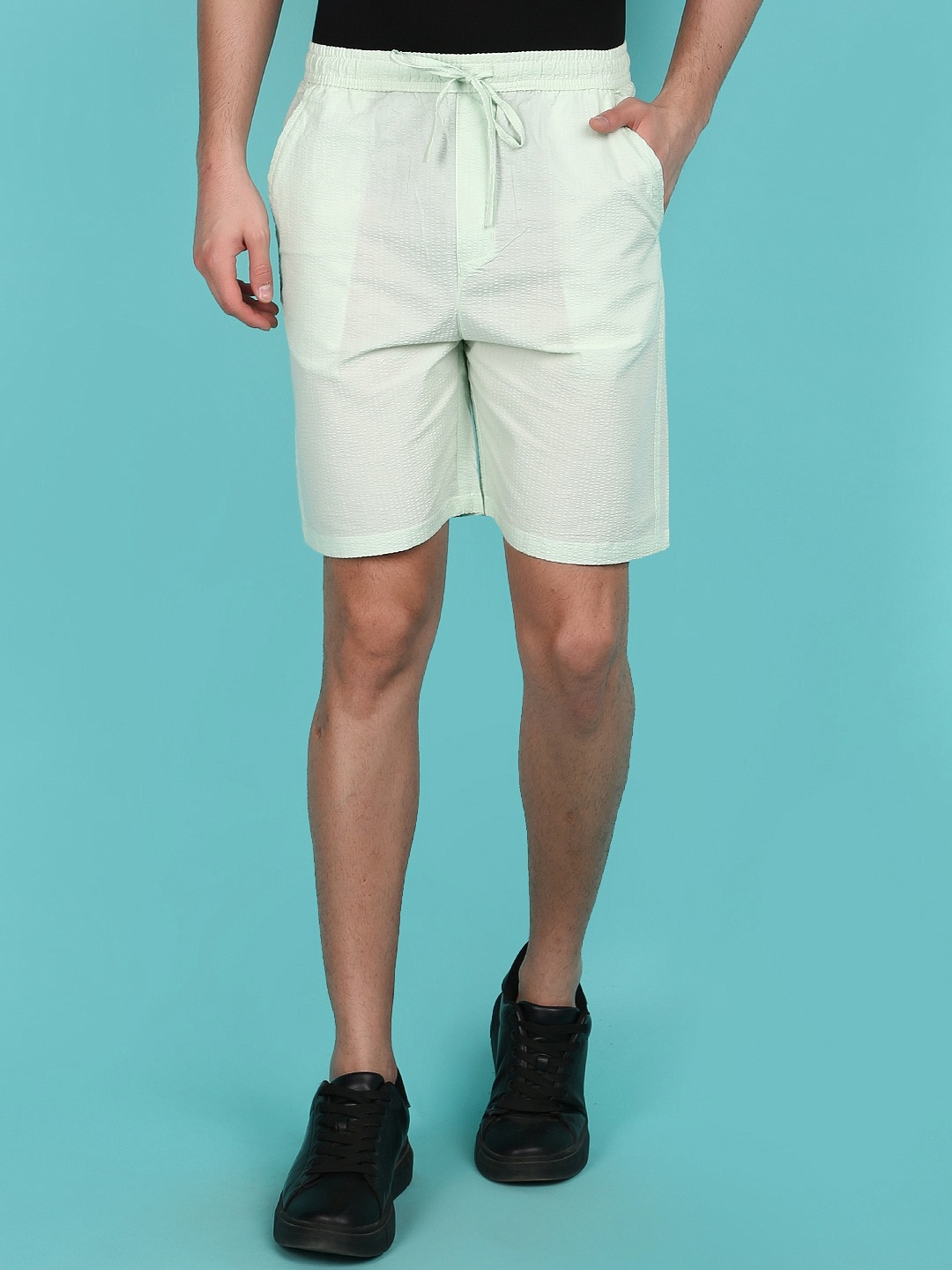 

V-Mart Men Mid-Rise Cotton Shorts, Sea green