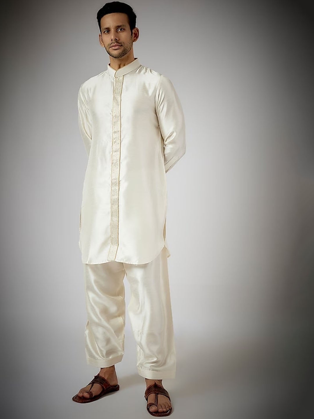 

RNG Safawala Dupion Silk Kurta With Patiala, White