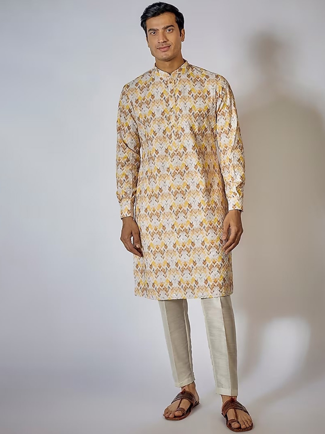 

RNG Safawala Abstract Printed Pure Cotton Straight Kurta With Trousers, White