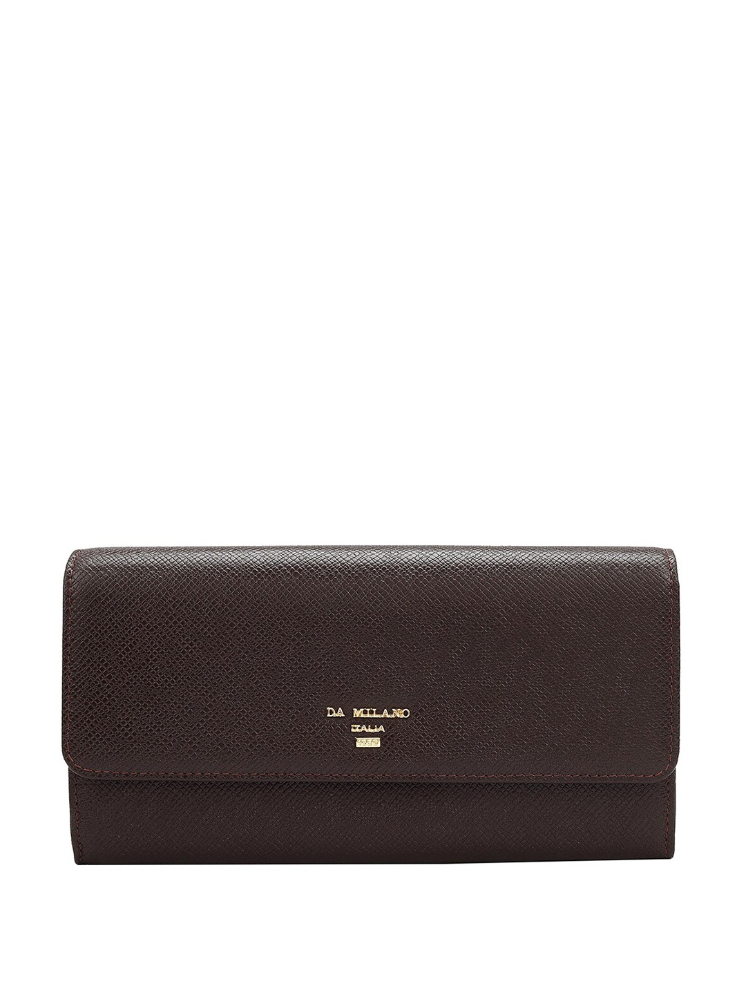

Da Milano Women Textured Leather Envelope Wallet, Brown