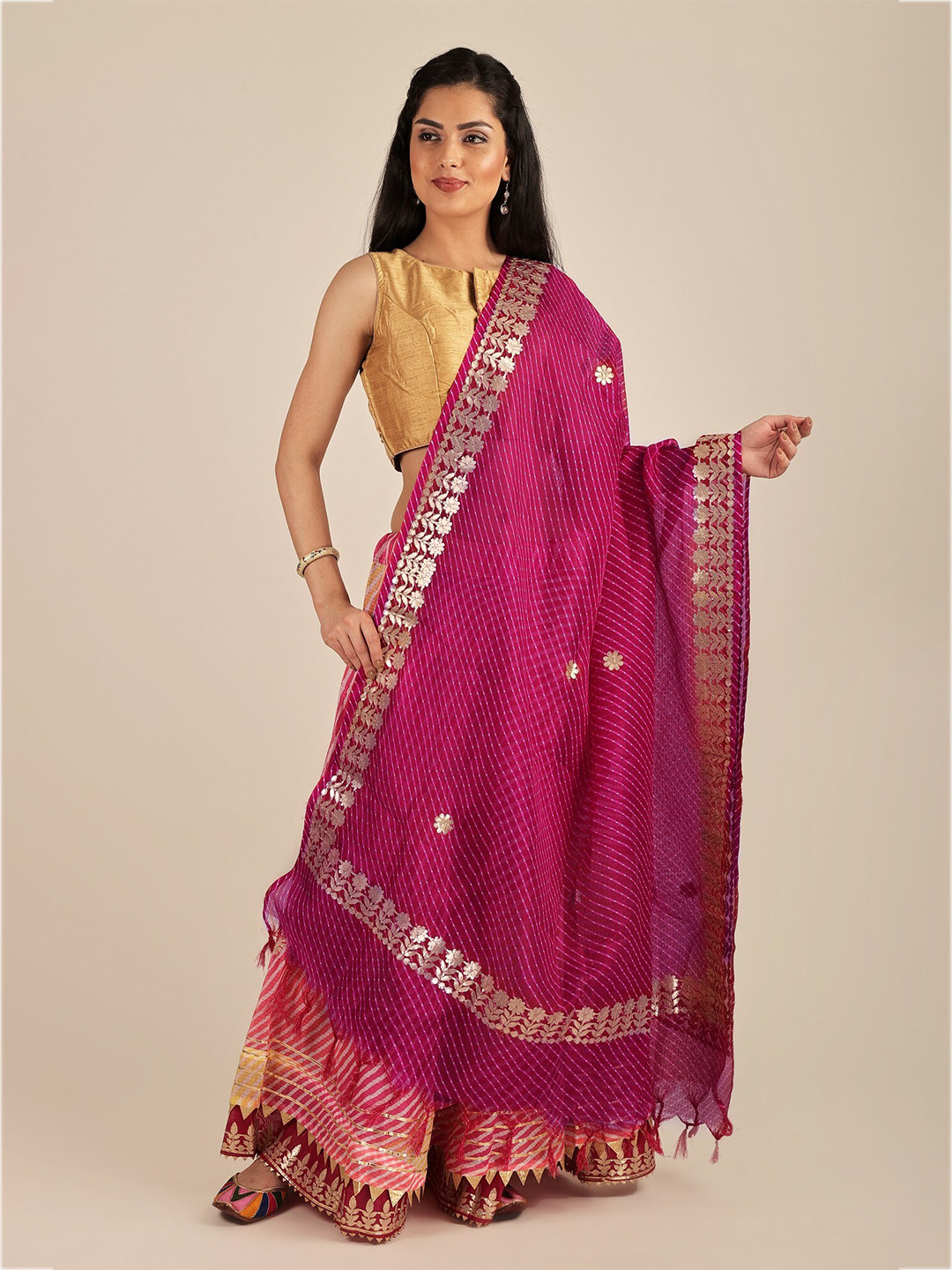 

Exotic India Dyed Cotton Dupatta, Pink