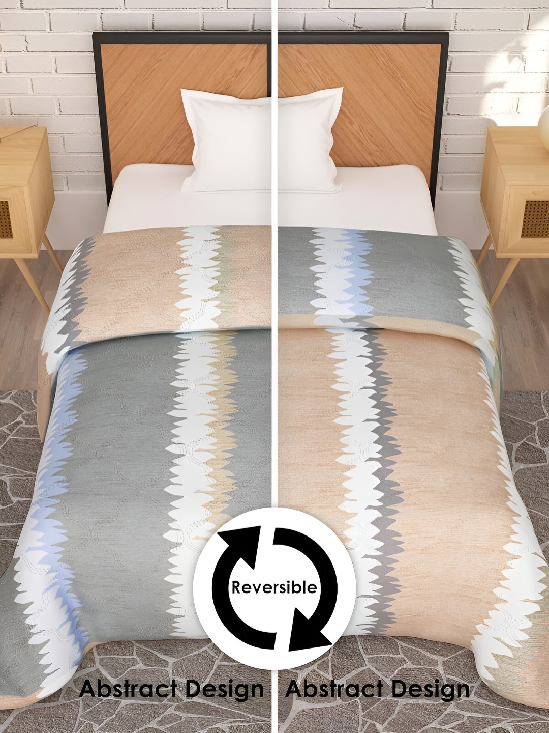 

Aura Grey & Peach-Coloured AC Room Microfiber 150 GSM Reversible Double Bed Comforter