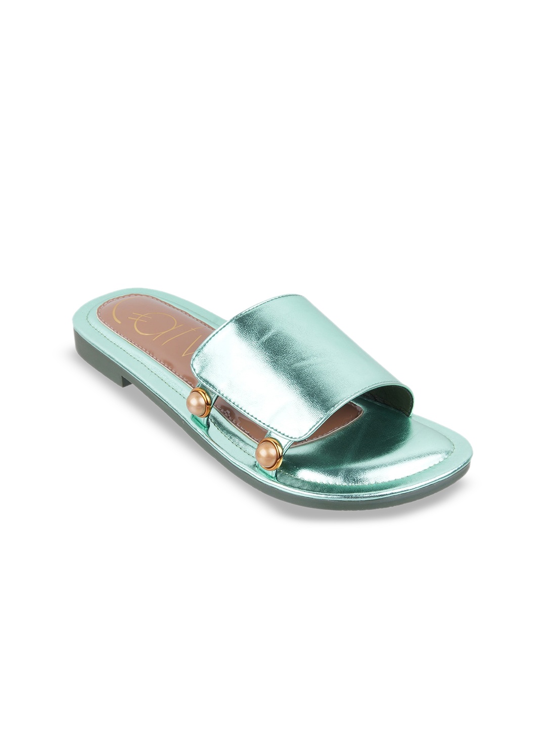 

Catwalk Embellished Open Toe Flats, Green
