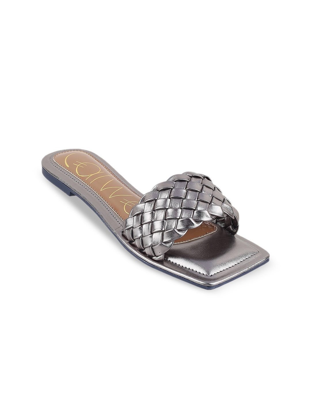 

Catwalk Textured Open Toe Flats, Silver