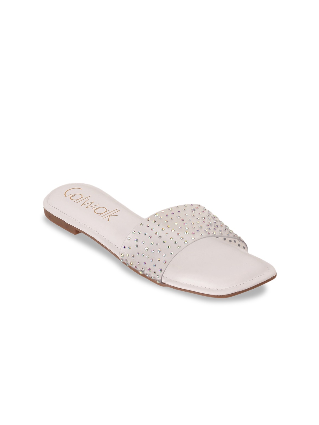 

Catwalk Embellished Open Toe Flats, White