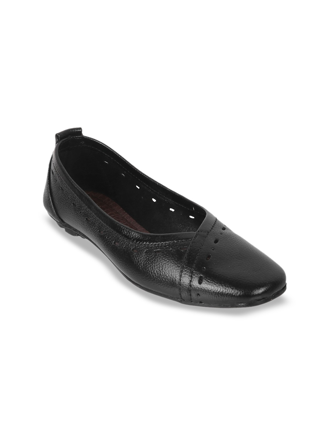 

Catwalk Round Toe Leather Ballerinas, Black
