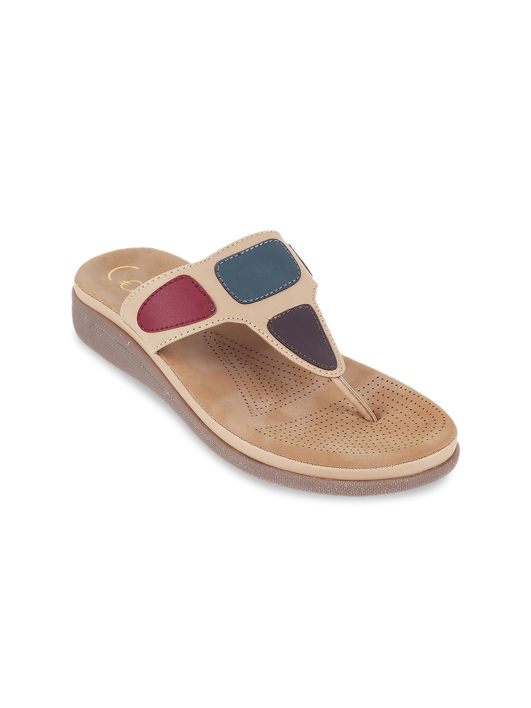 

Catwalk Open Toe T-Strap Flats, Beige