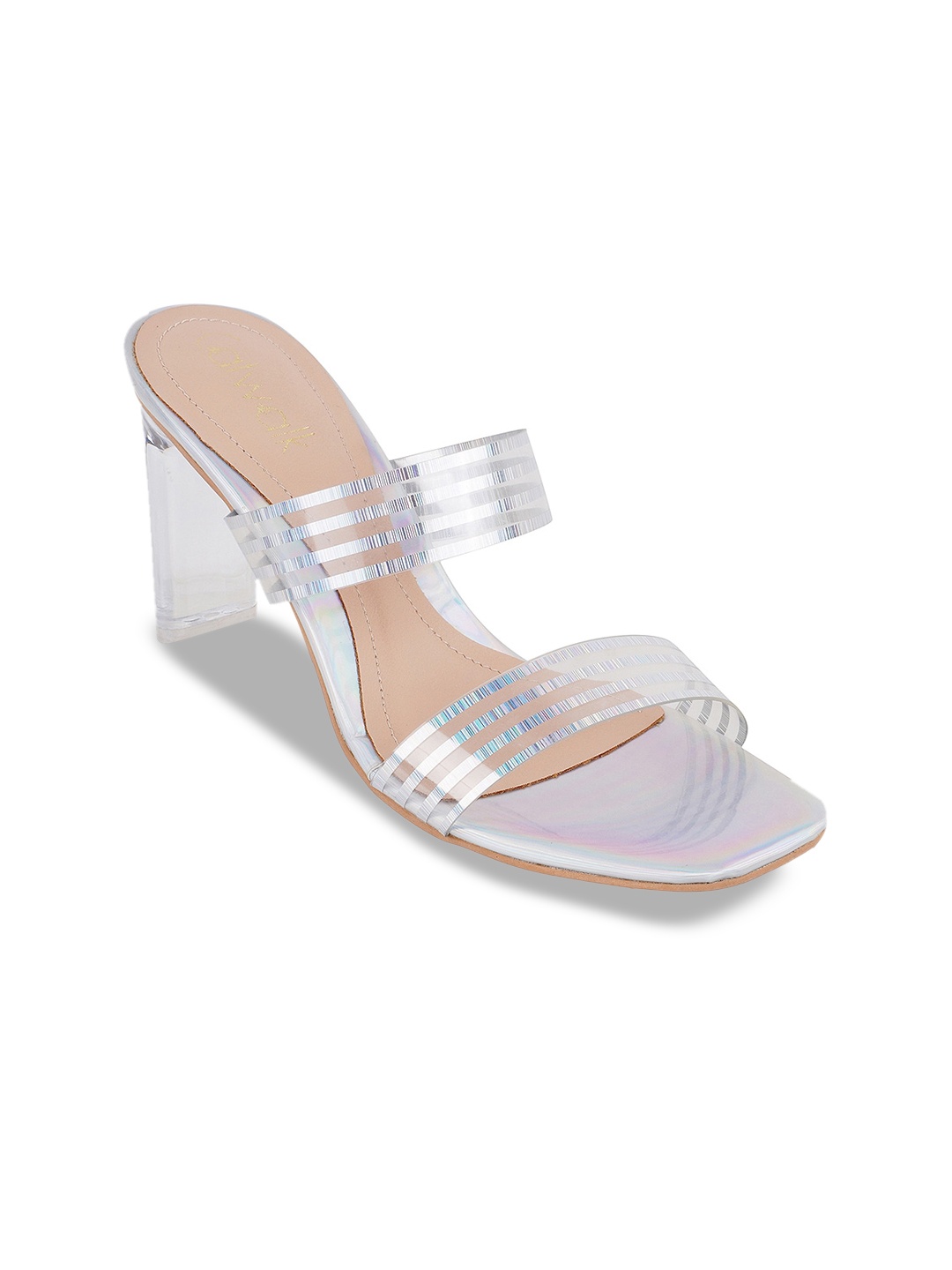 

Catwalk Textured Open Toe Block Heels, Silver