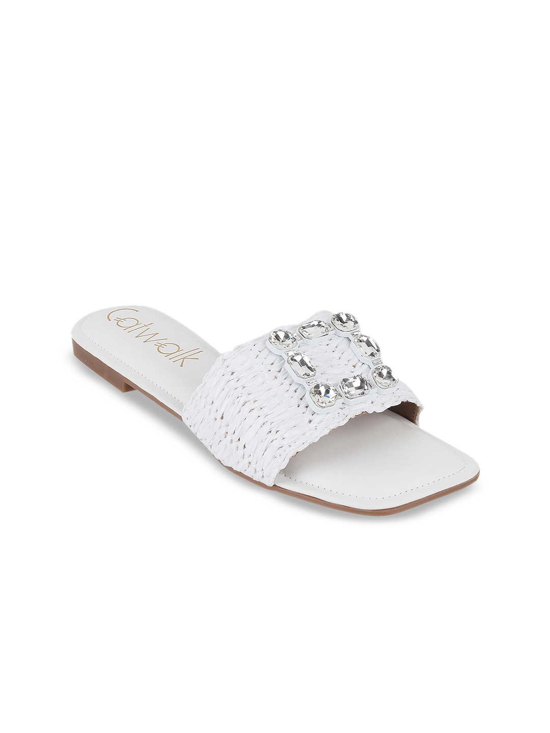 

Catwalk Textured Open Toe Flats, White