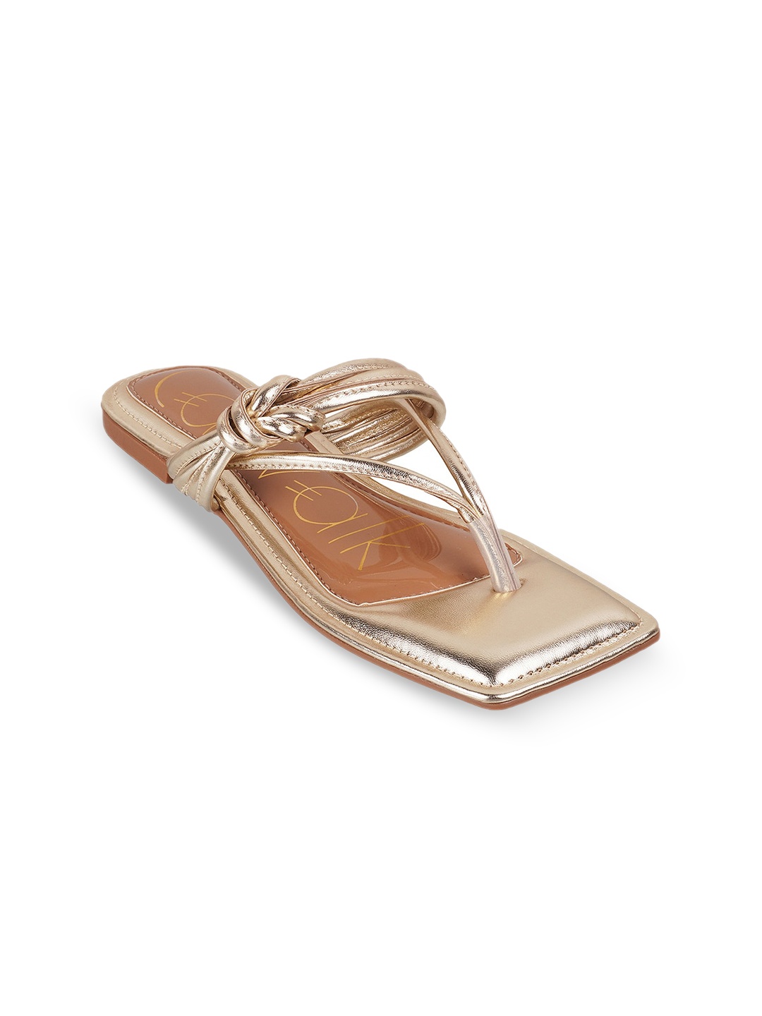 

Catwalk Open Toe T-Strap Flats, Gold