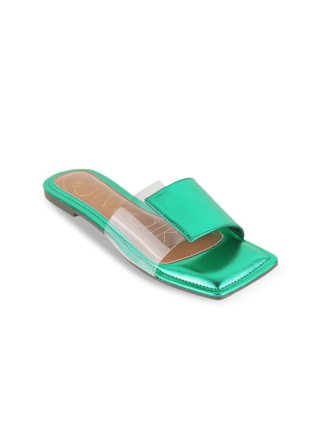 

Catwalk Colourblocked Open Toe Flats, Green